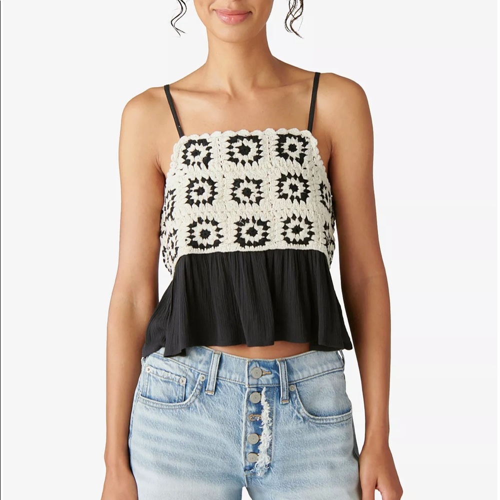 LUCKY BRAND
Women's Crochet Babydoll Top -Size XXL